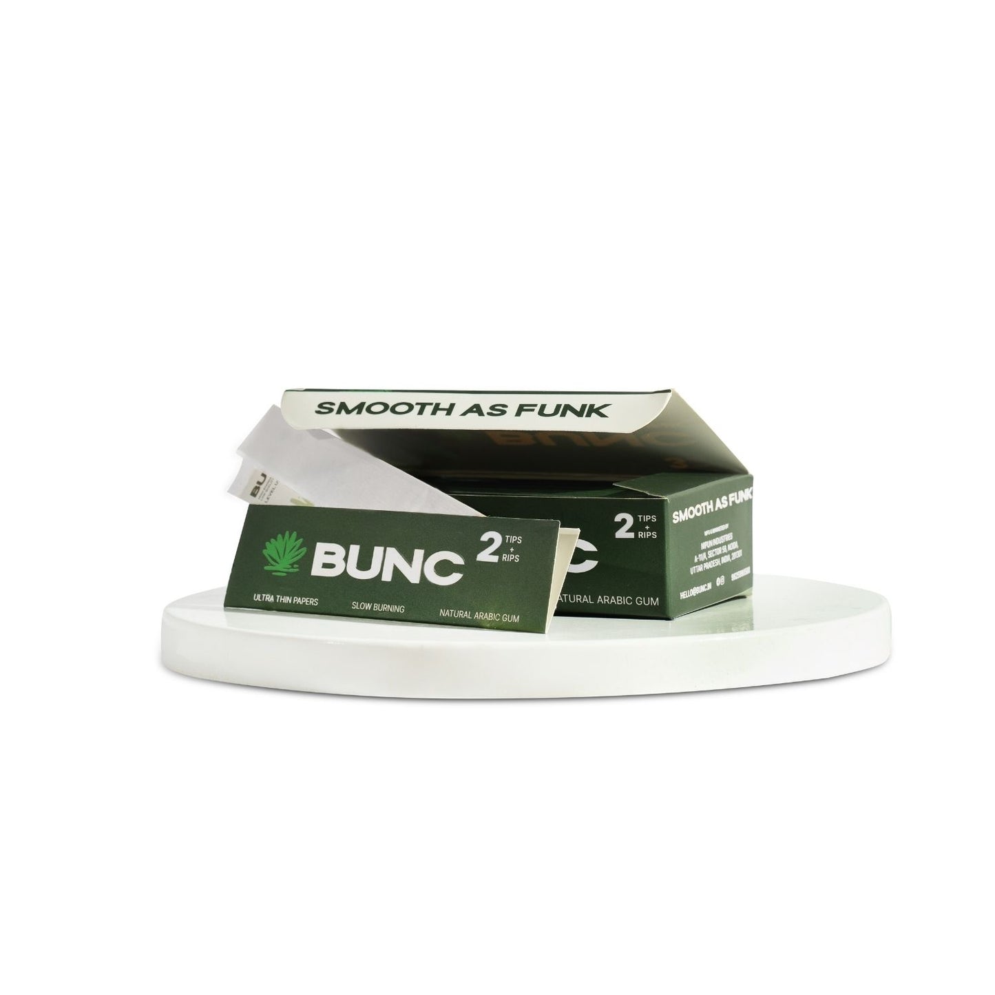 Bunc 2RT/ 2 Rolling Paper + 2 Tips/Pack of 50 Strips/White