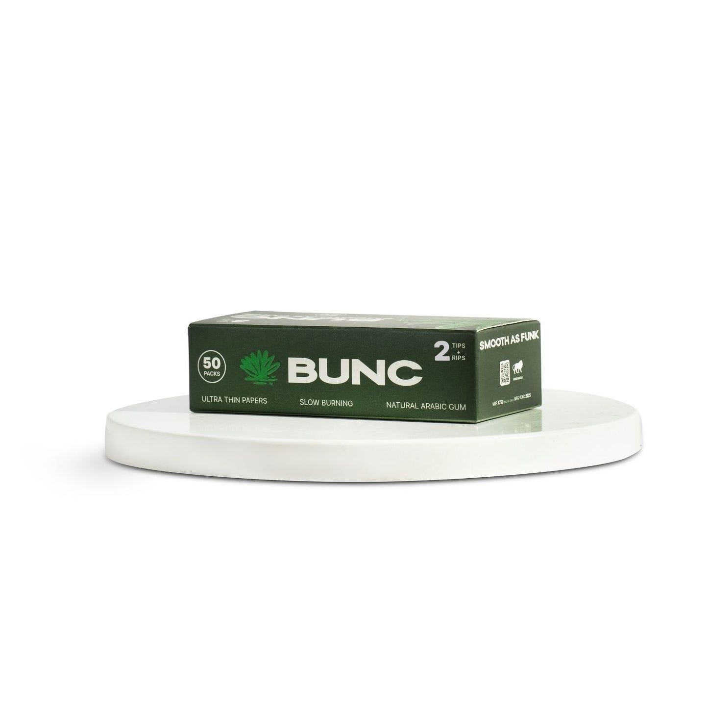 Bunc 2RT/ 2 Rolling Paper + 2 Tips/Pack of 50 Strips/White